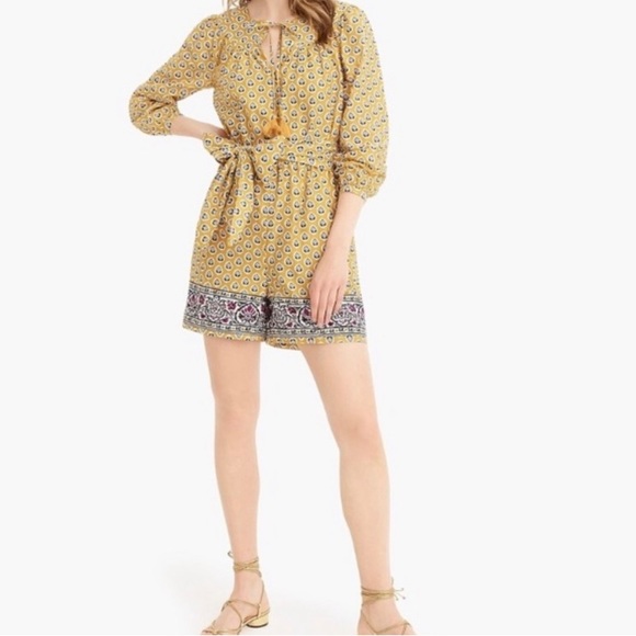Point Sur J. Crew romper, mustard yellow with navy print - Picture 3 of 10